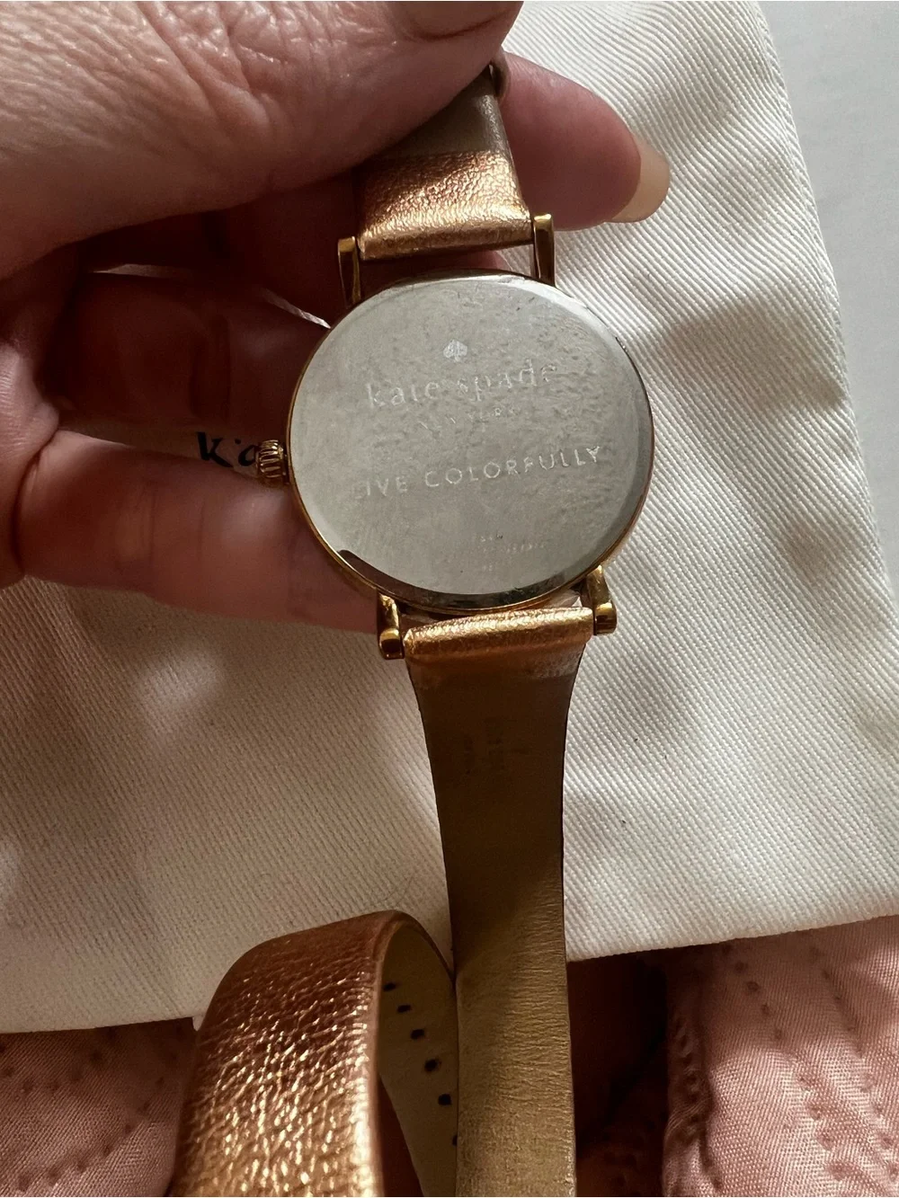 Kate Spade New York Women's Rose Gold Leather Band Watch 1YRU0301 Needs Battery